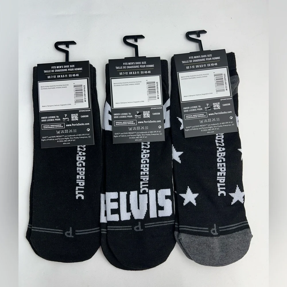 Perri’s Socks - Elvis Presley Low Cut Socks 3 Pair - Size:(MEN 7-12 WOME…